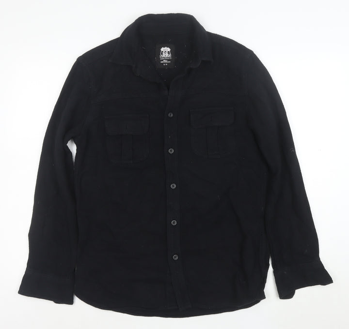 Route 66 Men's Black Cotton Long Sleeve Button-Up Shirt S