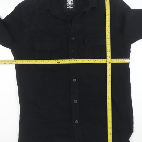 Route 66 Men's Black Cotton Long Sleeve Button-Up Shirt S