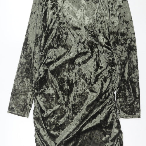 ASOS Women’s Green Velvet Bodycon Dress Size 16 Long Sleeve Partywear