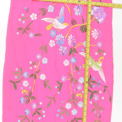 ASOS Women Pink Embroidered Floral Midi Sheath Dress Size 6