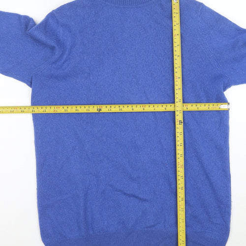WoolOvers Women Blue Roll Neck 100% Cashmere Jumper Size M