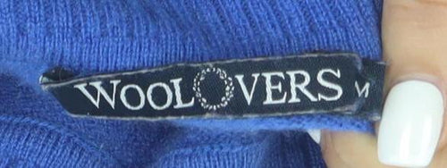 WoolOvers Women Blue Roll Neck 100% Cashmere Jumper Size M