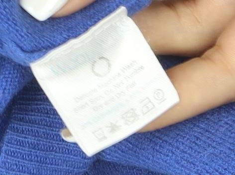 WoolOvers Women Blue Roll Neck 100% Cashmere Jumper Size M