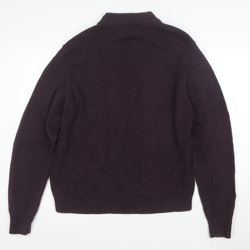 Marks and Spencer Men’s Purple Half Zip Cotton Knit Jumper Size L