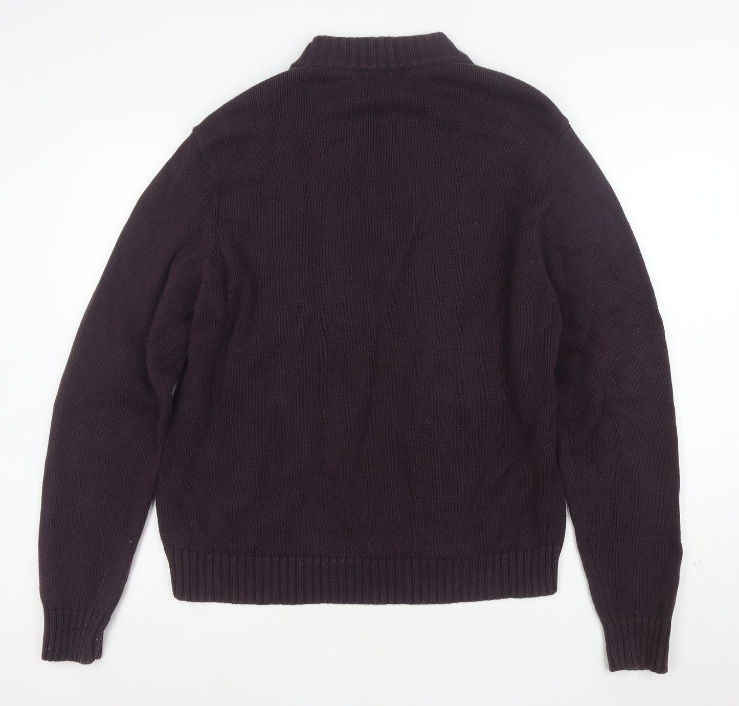 Marks and Spencer Men’s Purple Half Zip Cotton Knit Jumper Size L