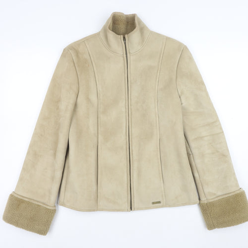 Next Women’s Beige Faux Shearling Lined Zip Jacket Size 8