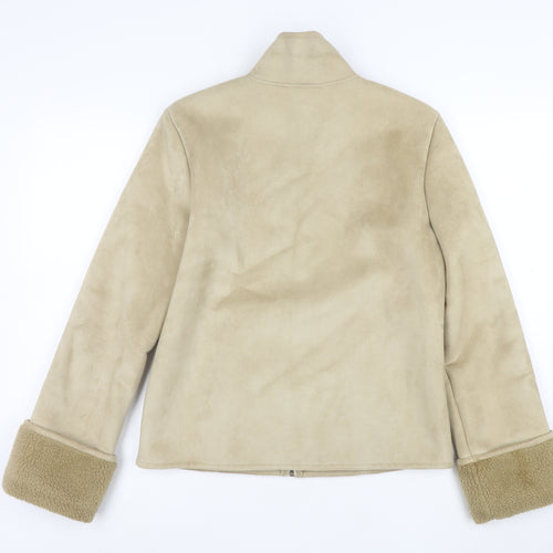 Next Women’s Beige Faux Shearling Lined Zip Jacket Size 8
