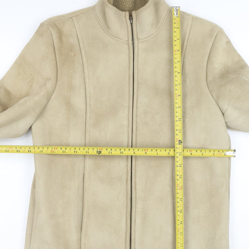 Next Women’s Beige Faux Shearling Lined Zip Jacket Size 8