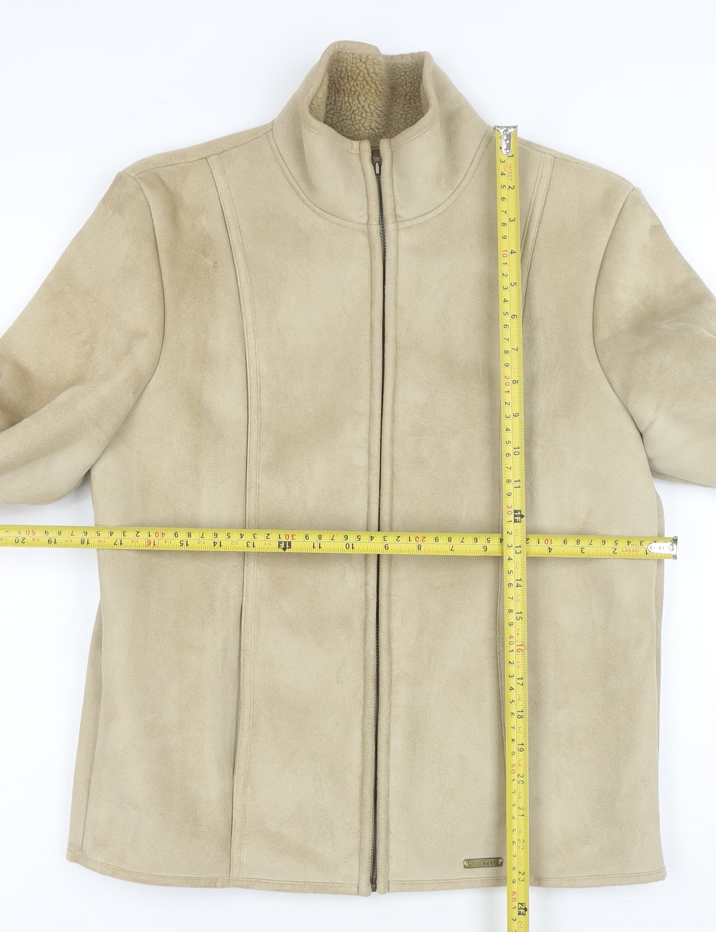 Next Women’s Beige Faux Shearling Lined Zip Jacket Size 8