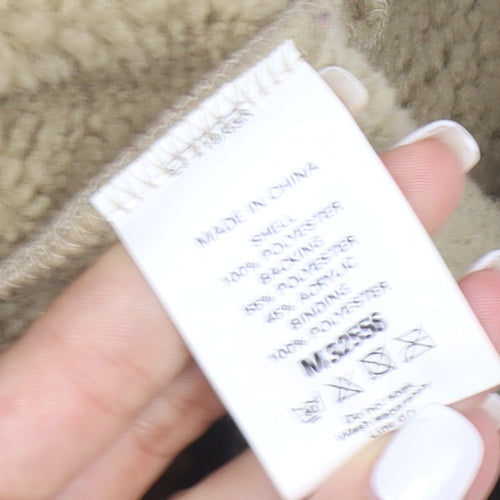 Next Women’s Beige Faux Shearling Lined Zip Jacket Size 8