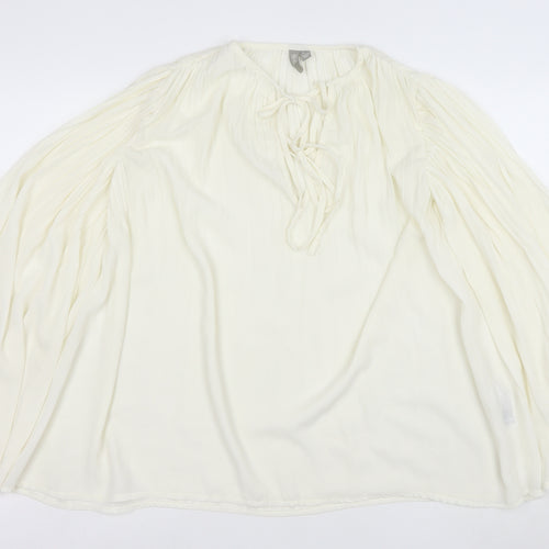 ASOS Women’s Ivory Chiffon Long Sleeve Boho Peasant Blouse Size 4