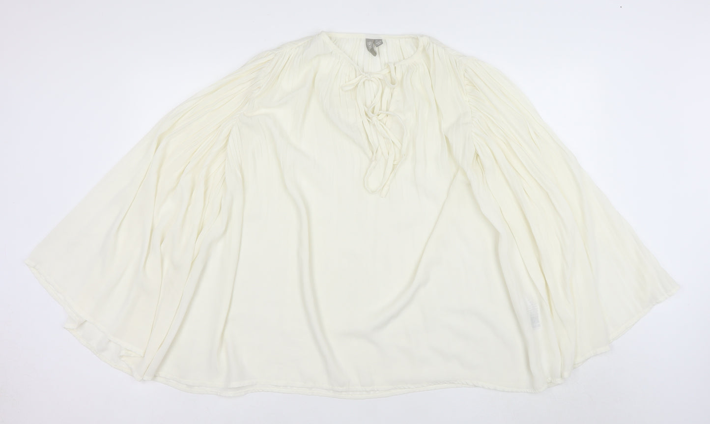 ASOS Women’s Ivory Chiffon Long Sleeve Boho Peasant Blouse Size 4