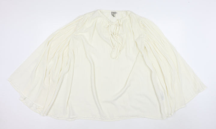 ASOS Women’s Ivory Chiffon Long Sleeve Boho Peasant Blouse Size 4