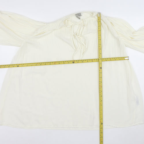 ASOS Women’s Ivory Chiffon Long Sleeve Boho Peasant Blouse Size 4