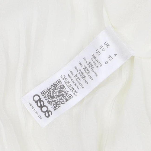 ASOS Women’s Ivory Chiffon Long Sleeve Boho Peasant Blouse Size 4