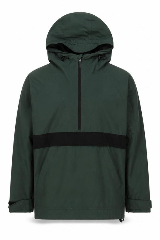 Front view of H&M L.O.G.G. Men's Green Hooded Anorak Jacket S Regular Fit