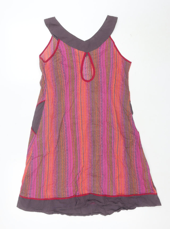 Mangalagiri Women’s Multicoloured A-Line Sleeveless Cotton Dress M