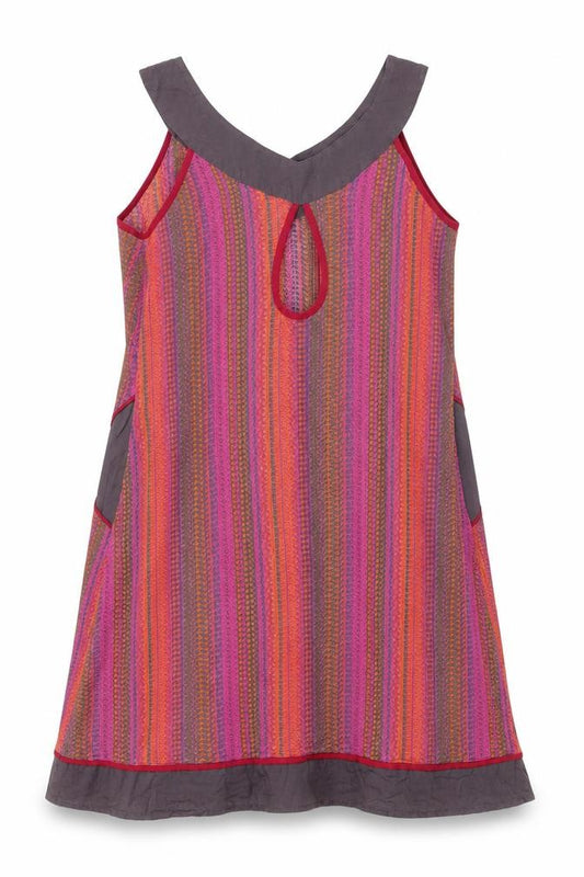 Front view of Mangalagiri Women’s Multicoloured A-Line Sleeveless Cotton Dress M