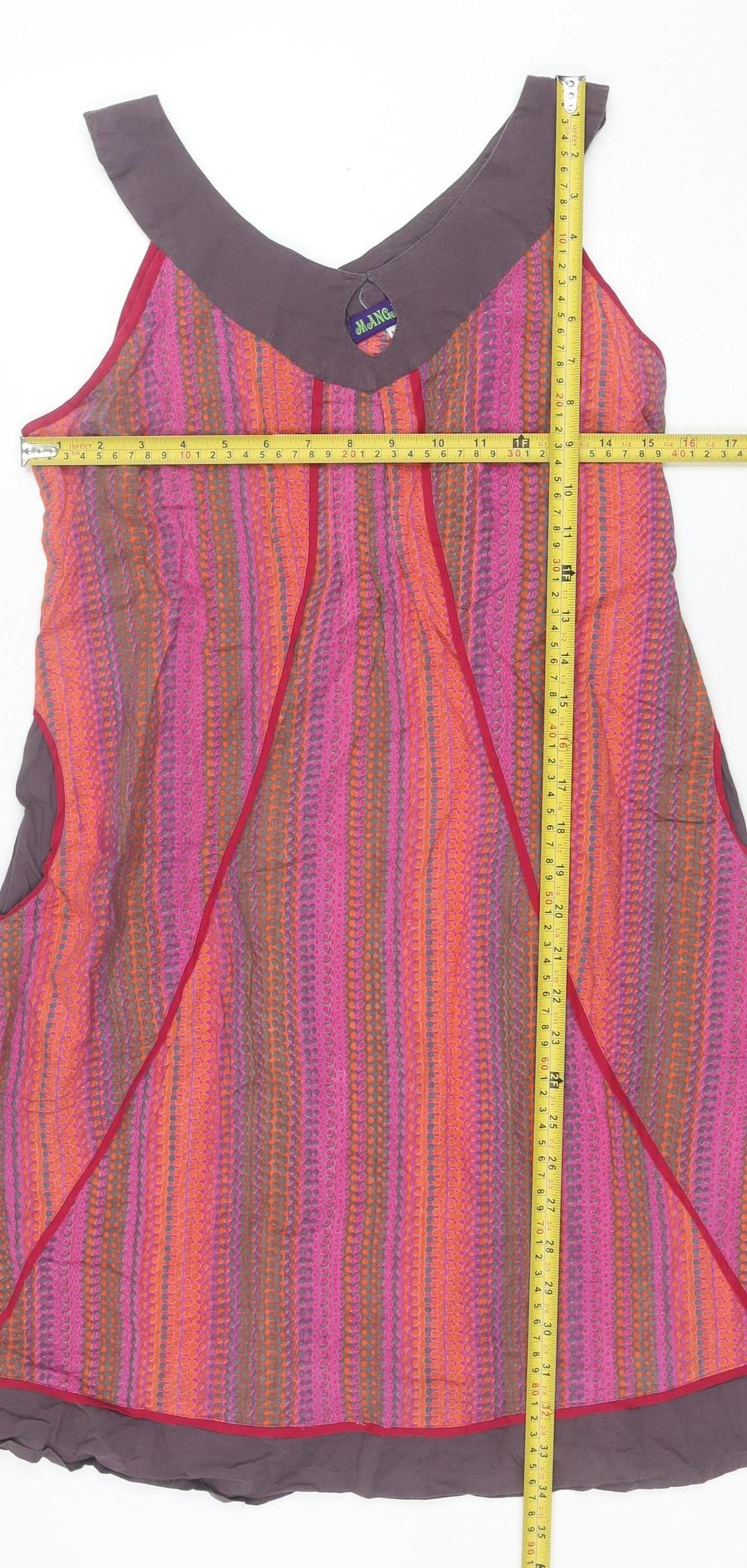 Mangalagiri Women’s Multicoloured A-Line Sleeveless Cotton Dress M