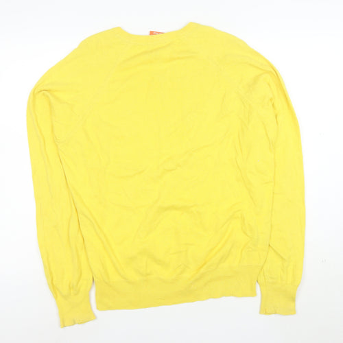 Superdry Womens Yellow V-Neck Cotton Pullover Jumper M
