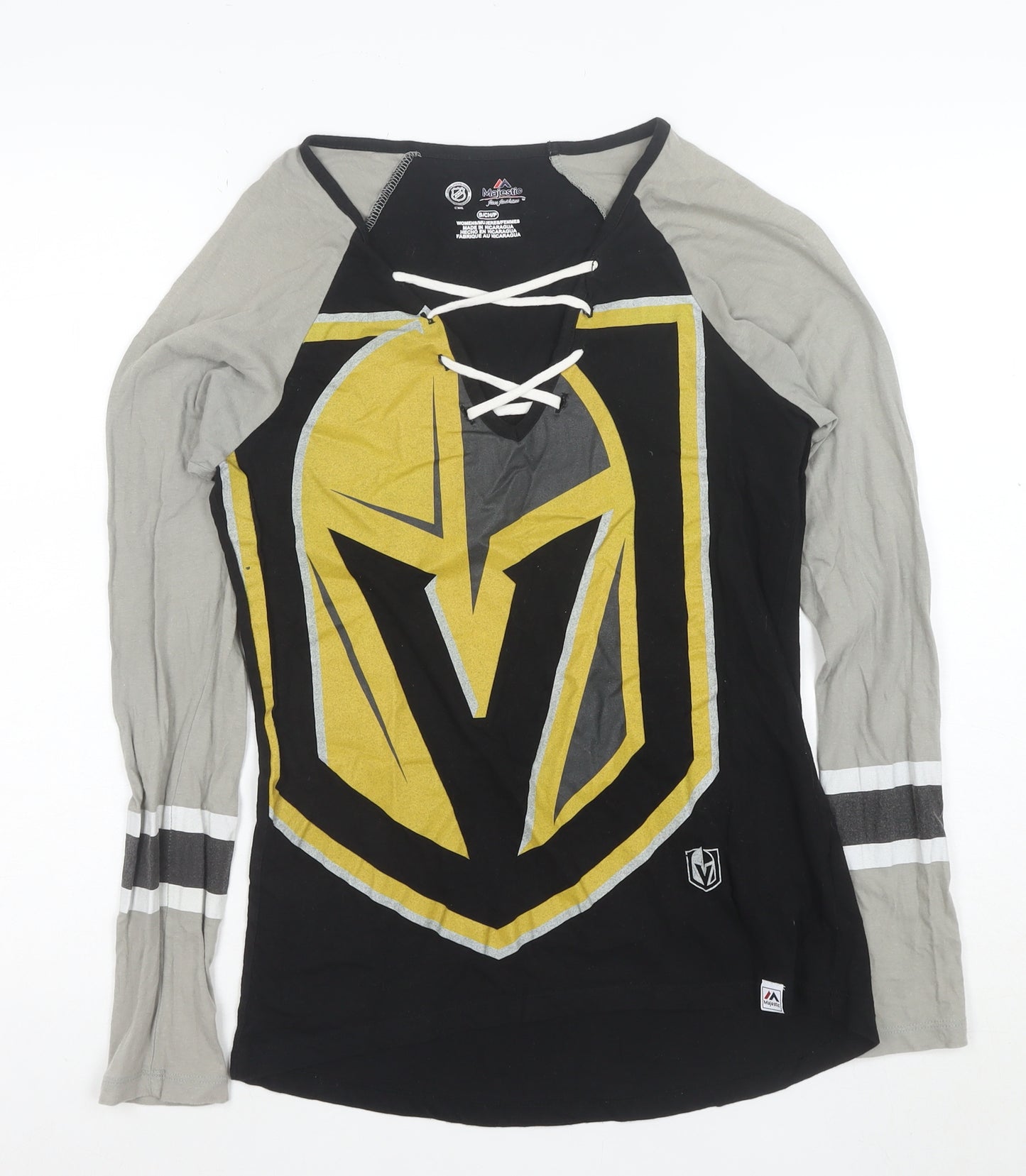 Majestic Unisex Adults Black NHL Long Sleeve V-Neck Sports T-Shirt Size S