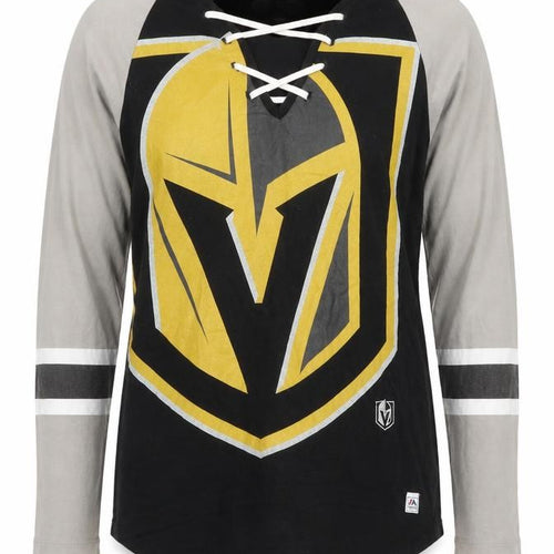 Majestic Unisex Adults Black NHL Long Sleeve V-Neck Sports T-Shirt Size S