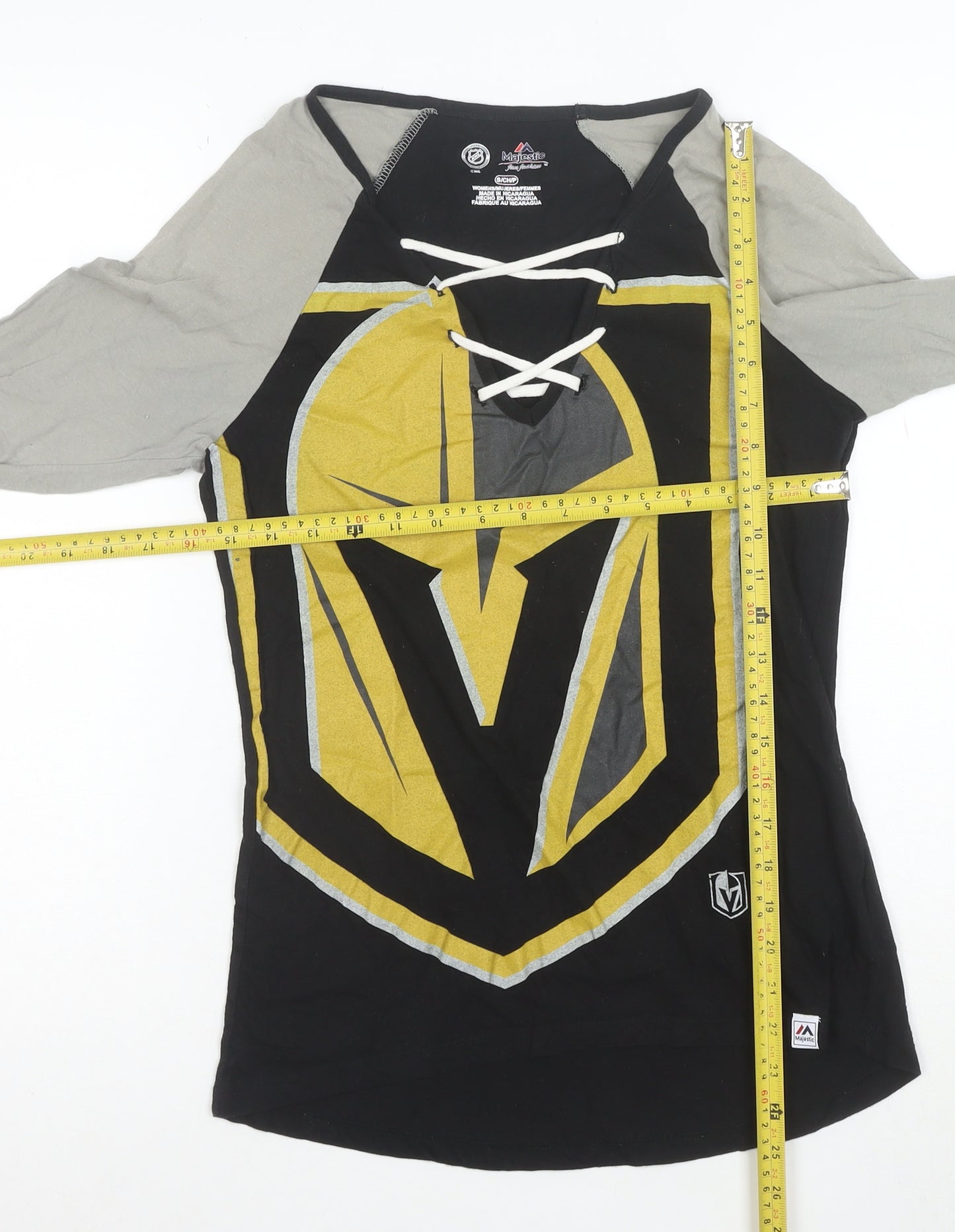 Majestic Unisex Adults Black NHL Long Sleeve V-Neck Sports T-Shirt Size S