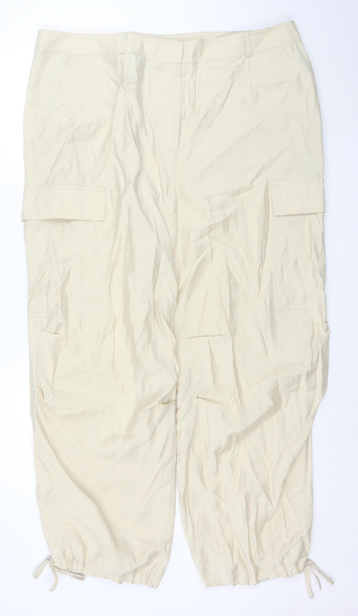 Marks and Spencer Women’s Beige Cargo Trousers Size 12 Cotton Modal