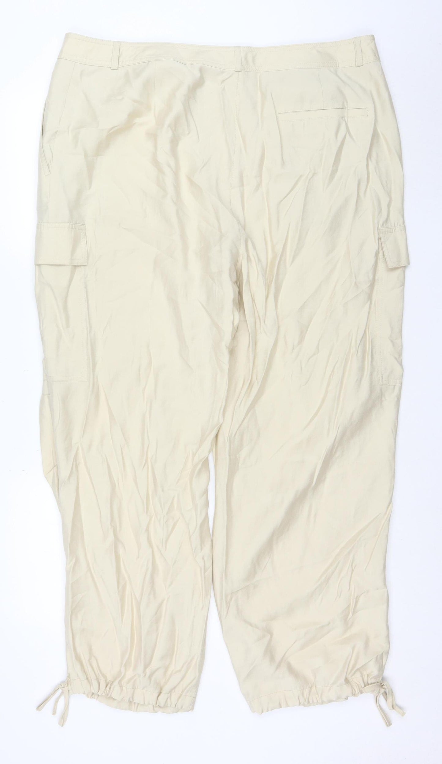 Marks and Spencer Women’s Beige Cargo Trousers Size 12 Cotton Modal
