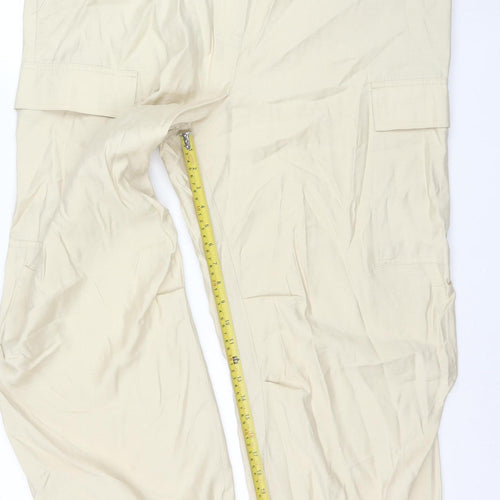 Marks and Spencer Women’s Beige Cargo Trousers Size 12 Cotton Modal