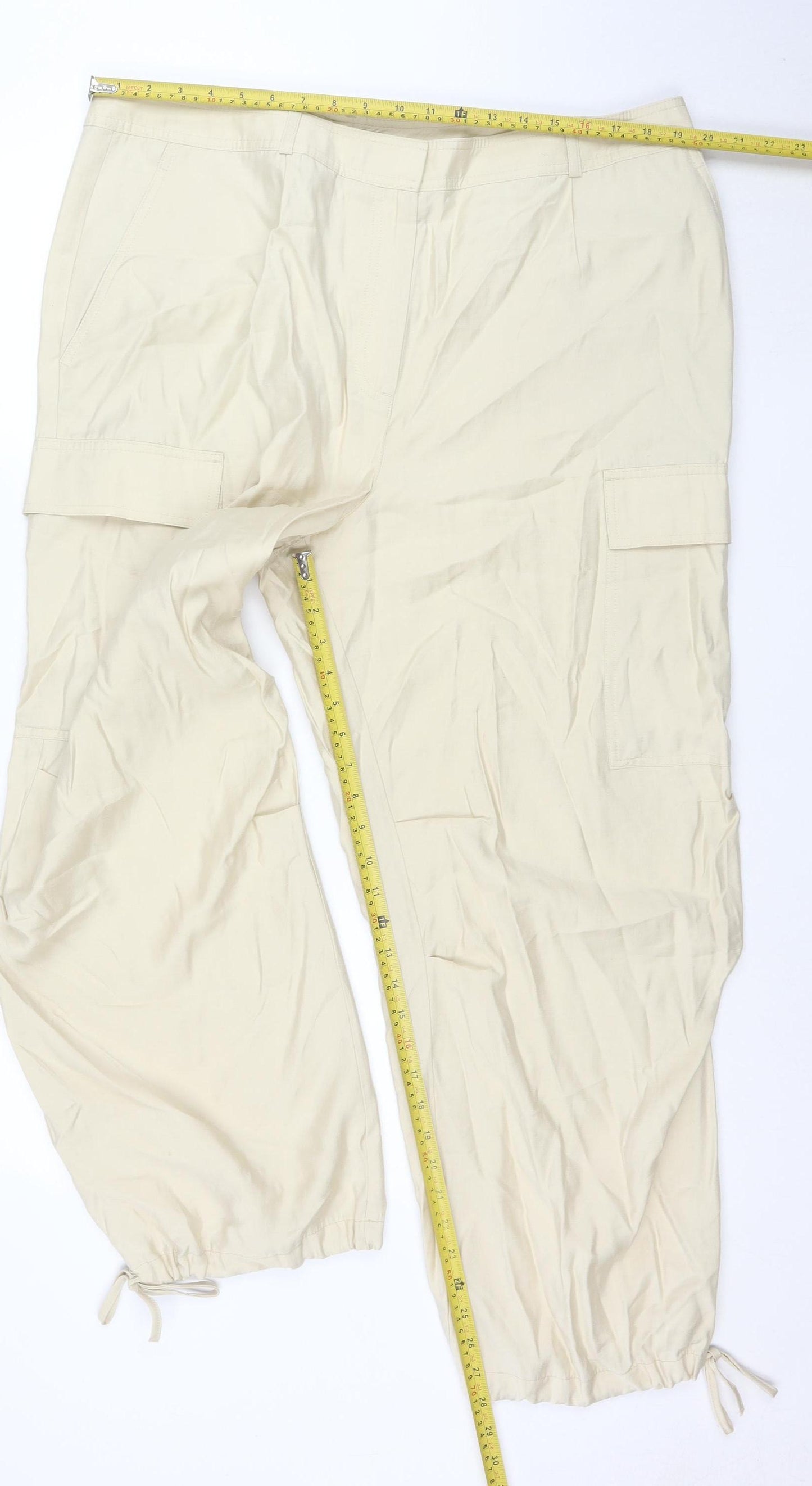 Marks and Spencer Women’s Beige Cargo Trousers Size 12 Cotton Modal