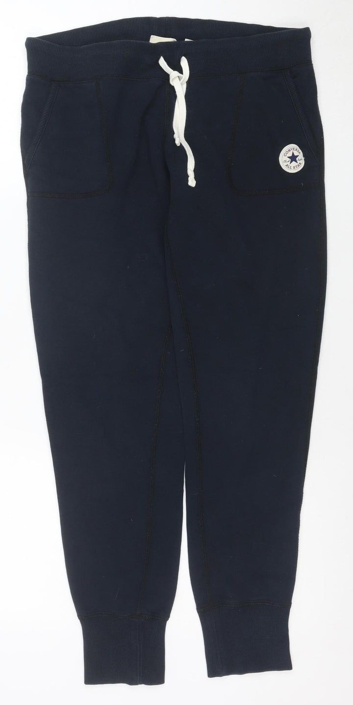 Converse Men Black M Jogger Sweatpants Cotton Blend Drawstring