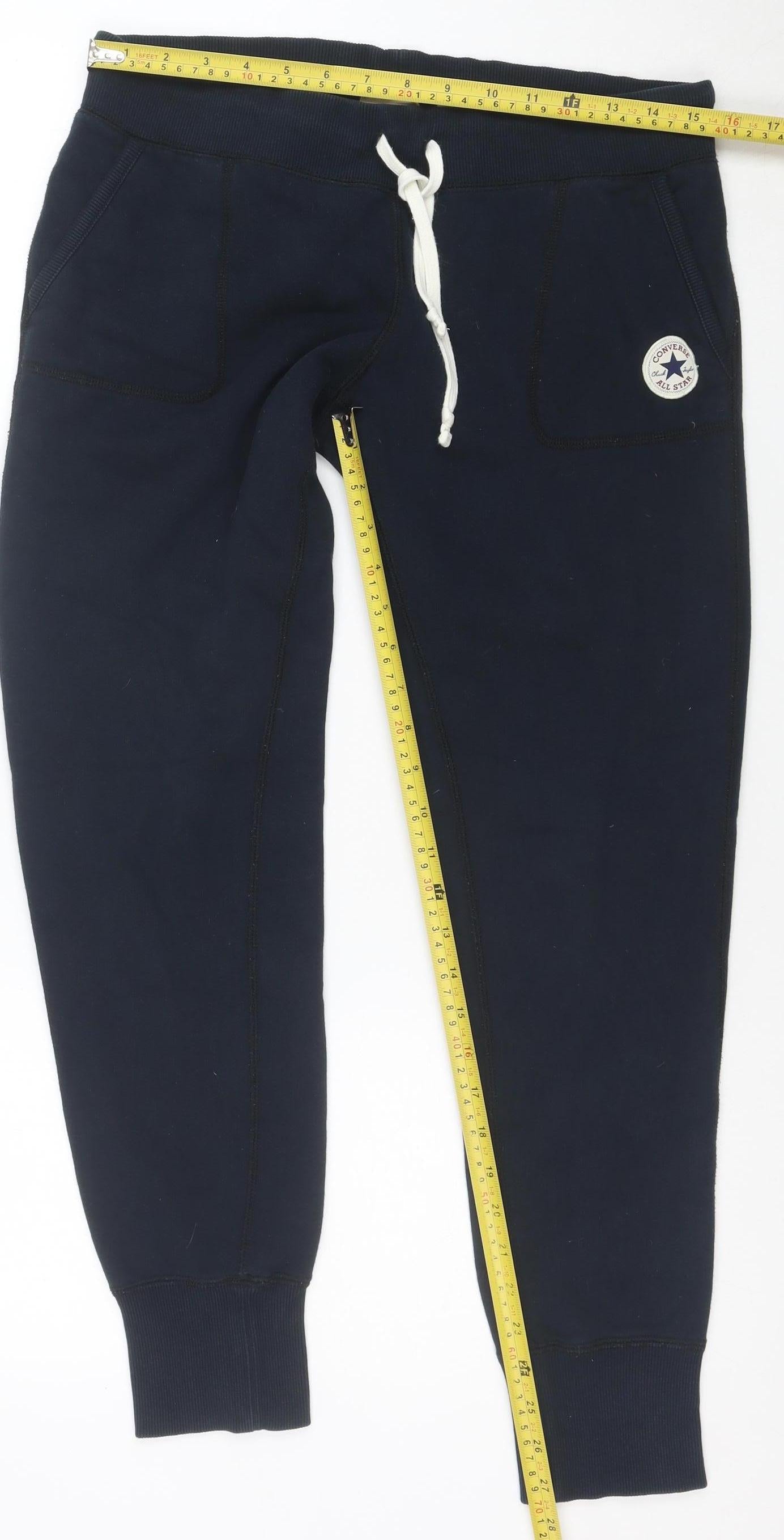 Converse Men Black M Jogger Sweatpants Cotton Blend Drawstring