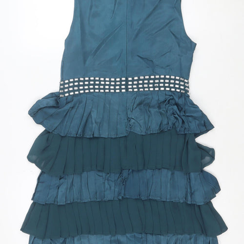Miss Selfridge Women’s Blue Ruffle Bow Shift Party Dress Size 8