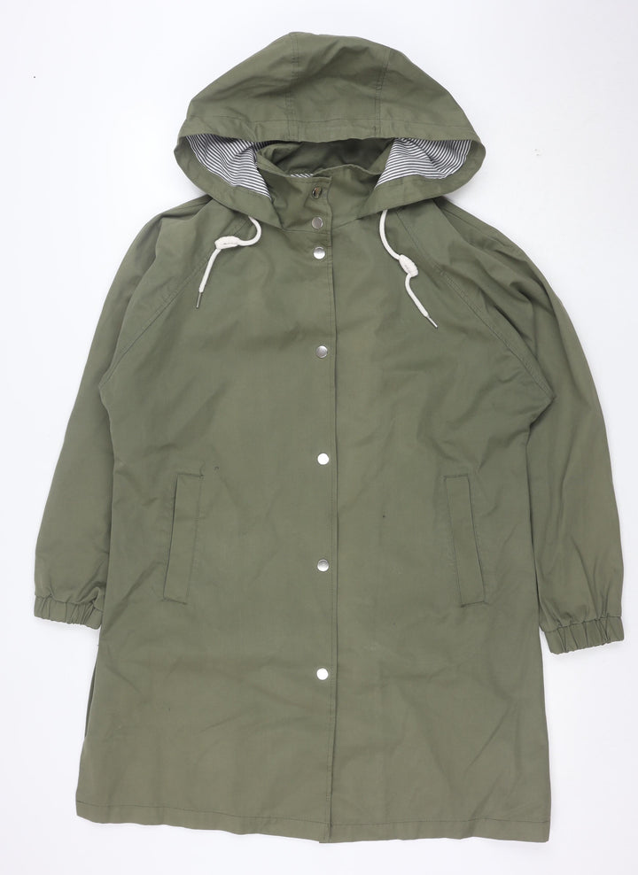 Zara Women’s Green XS Hooded Snap Front Rain Coat