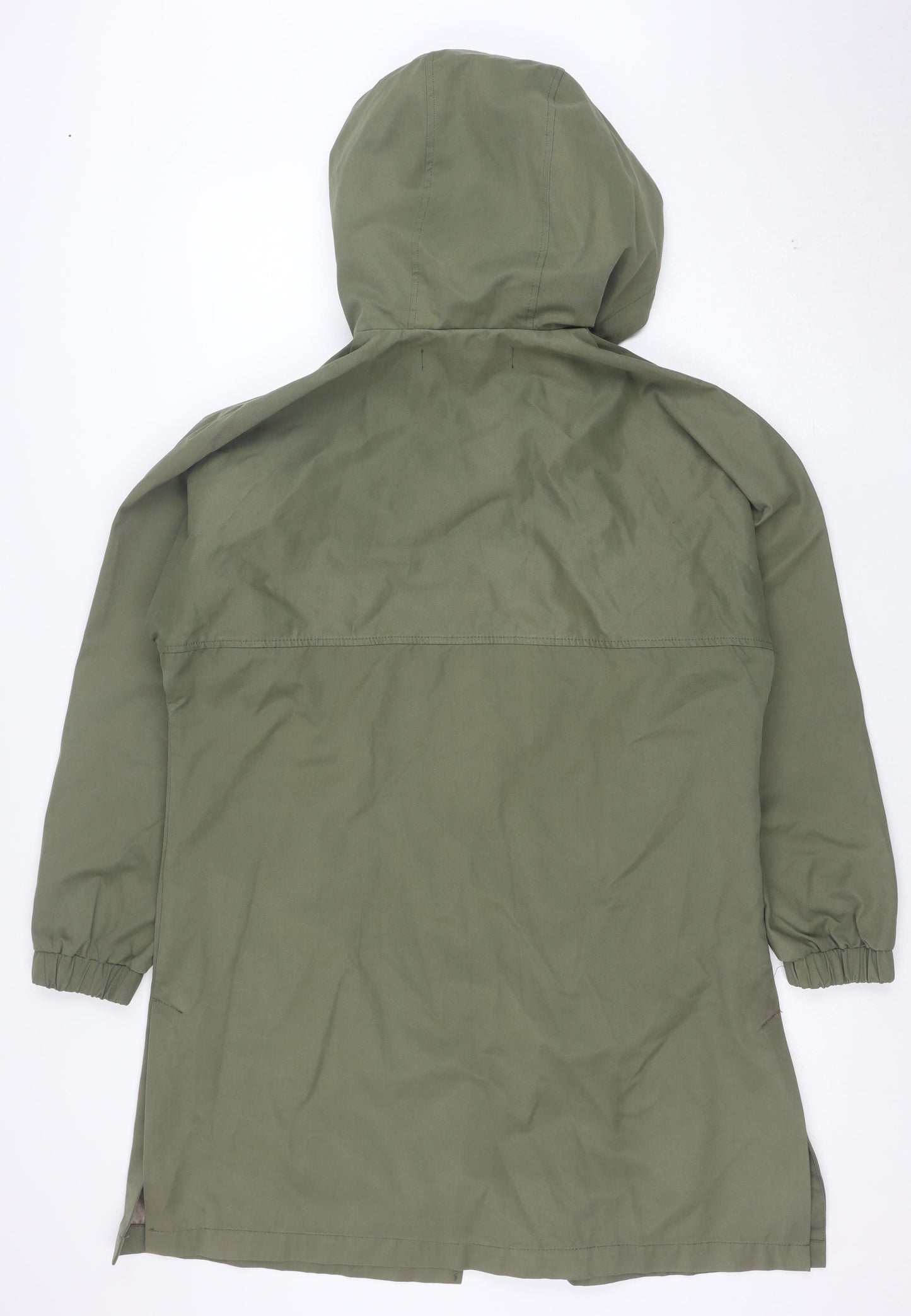 Zara Women’s Green XS Hooded Snap Front Rain Coat