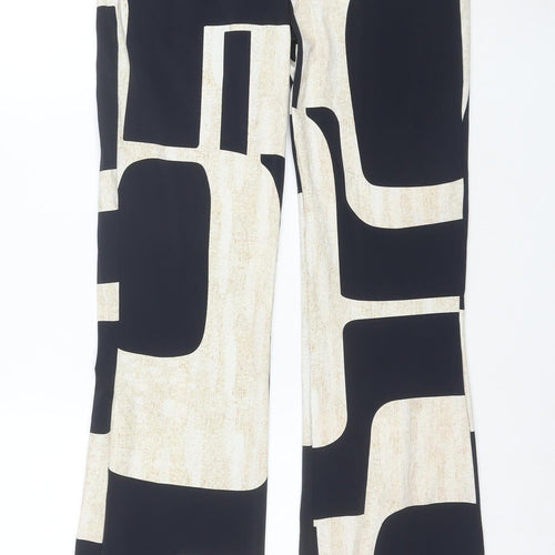 AIME BALANCE Women's Black Geometric Regular Trousers Size M