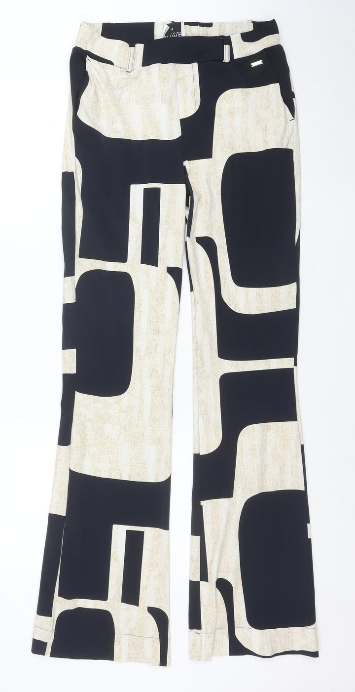 AIME BALANCE Women's Black Geometric Regular Trousers Size M