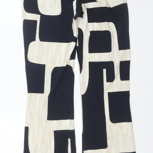 AIME BALANCE Women's Black Geometric Regular Trousers Size M