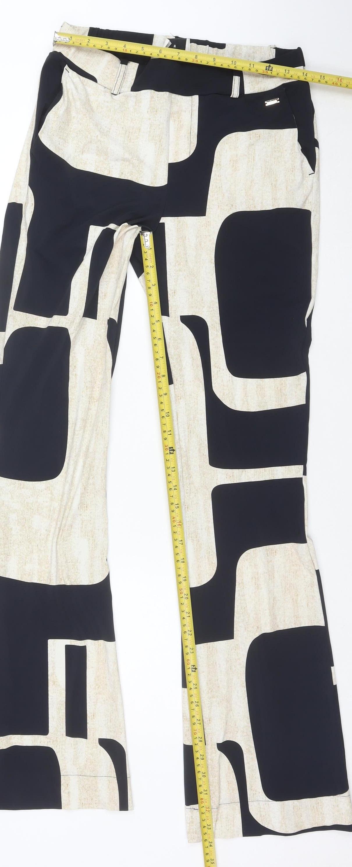 AIME BALANCE Women's Black Geometric Regular Trousers Size M