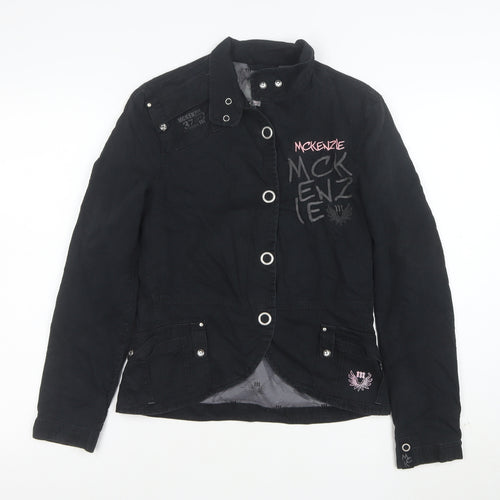 McKenzie Women's Black Embroidered Military Jacket Size 8