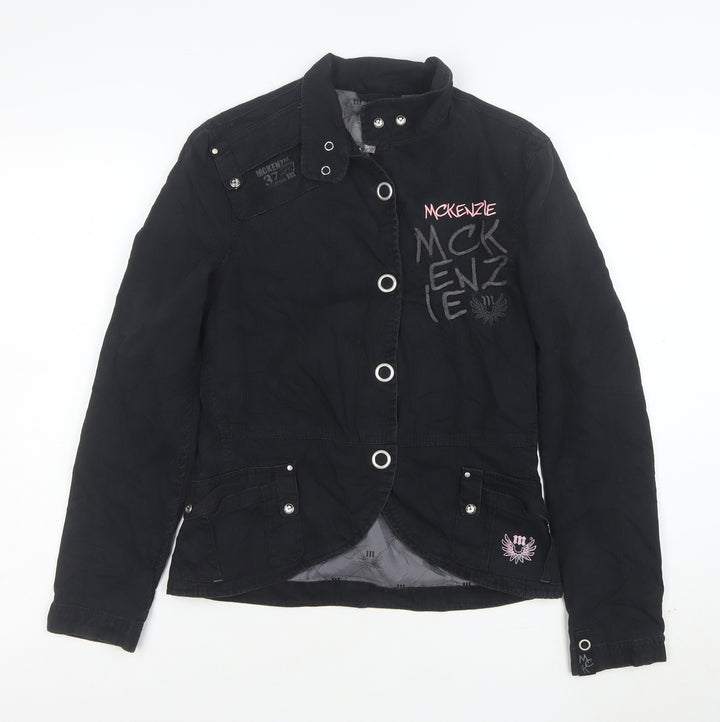 McKenzie Women's Black Embroidered Military Jacket Size 8