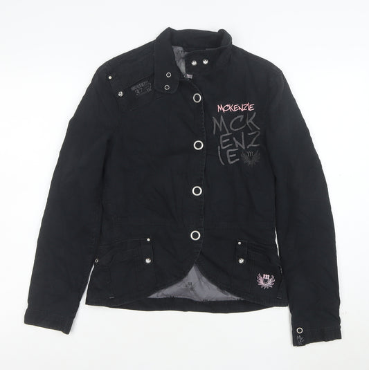 McKenzie Women's Black Embroidered Military Jacket Size 8