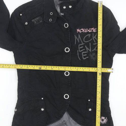 McKenzie Women's Black Embroidered Military Jacket Size 8