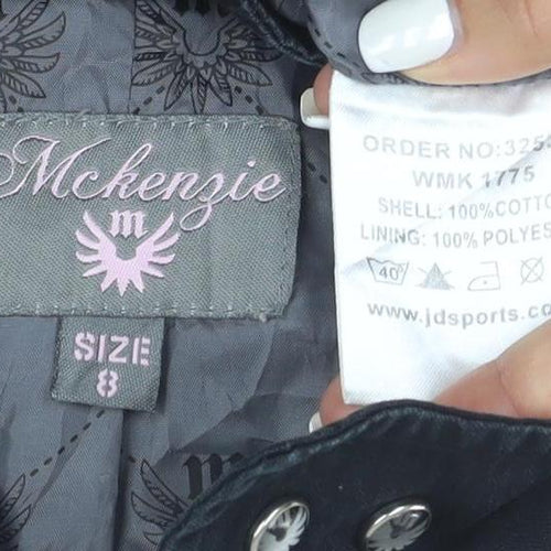 McKenzie Women's Black Embroidered Military Jacket Size 8
