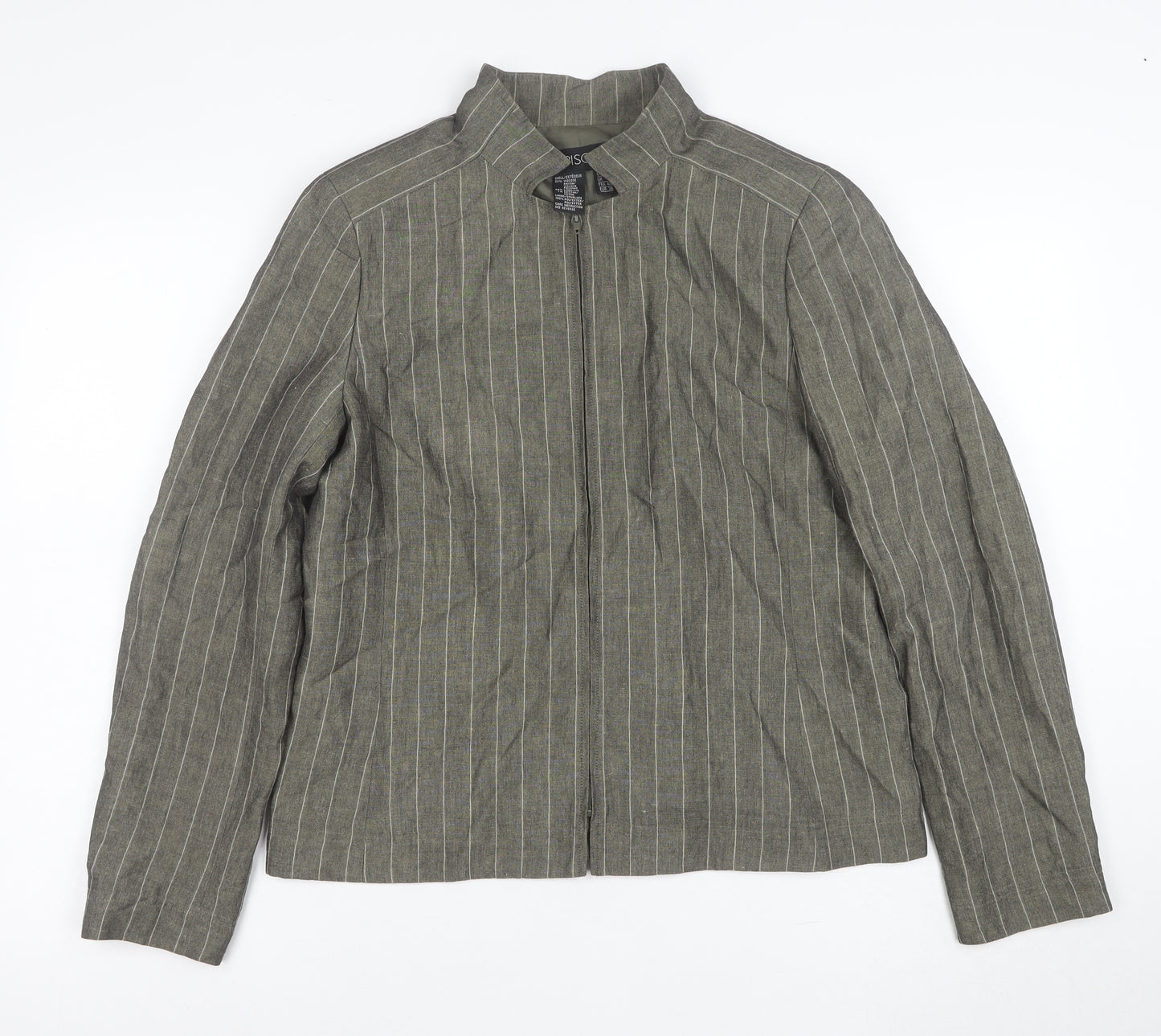 Episode Women's Grey Striped Linen Blend Zip Jacket Size 10