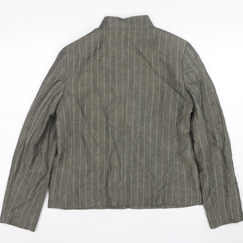Episode Women's Grey Striped Linen Blend Zip Jacket Size 10