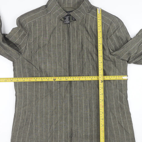 Episode Women's Grey Striped Linen Blend Zip Jacket Size 10