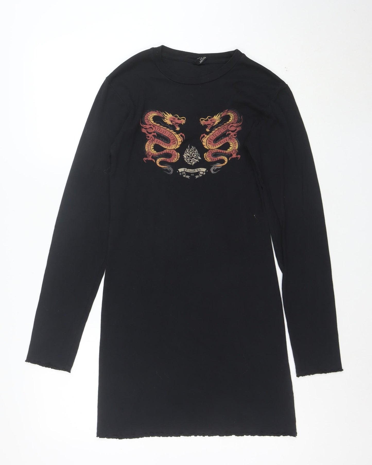 Urban Outfitters Women's Black Dragon Long Sleeve T-Shirt Dress M