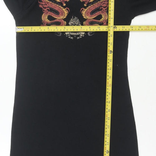 Urban Outfitters Women's Black Dragon Long Sleeve T-Shirt Dress M